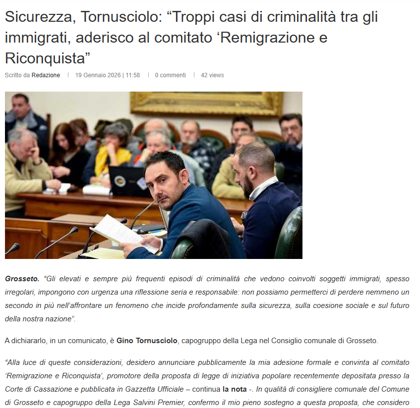 sulcomplottismo's tweet image. Anche il capogruppo della Lega a Grosseto, Gino Tornusciolo, aderisce al comitato di CasaPound per la remigrazione (lui stesso è un ex esponente del gruppo neofascista). Come Stanasel a Prato, Tornusciolo è un vannacciano della prima ora.