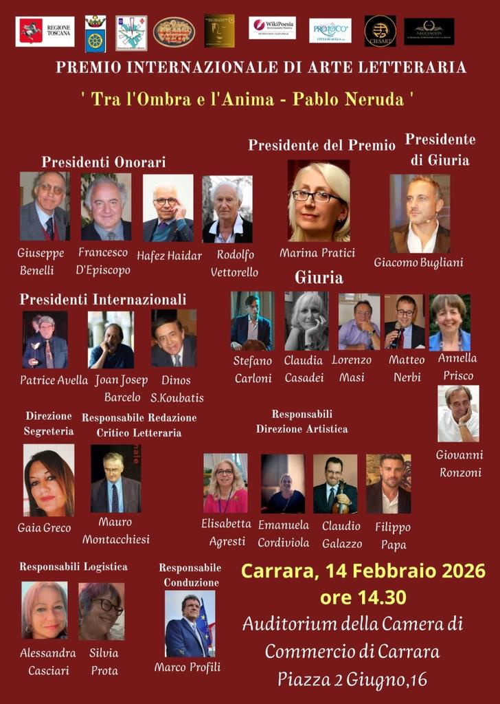 calli_01's tweet photo. Buongiorno, dopo il primo premio dell'altr'anno al concorso letterario del CAPIT ecco ora il Premio della Critica nell'ambito del Premio internazionale di Arte Letteraria ‘TRA L’OMBRA E L’ANIMA -
PABLO NERUDA" per il mio "Lucente bagliore". Ringrazio la Giuria 🙏 https://t.co/fJh7OopMqs