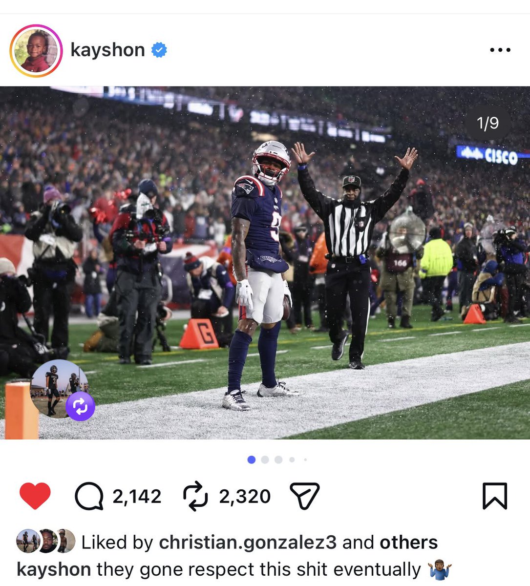 Kayshon Boutte on IG:

“They gone respect this shit eventually”