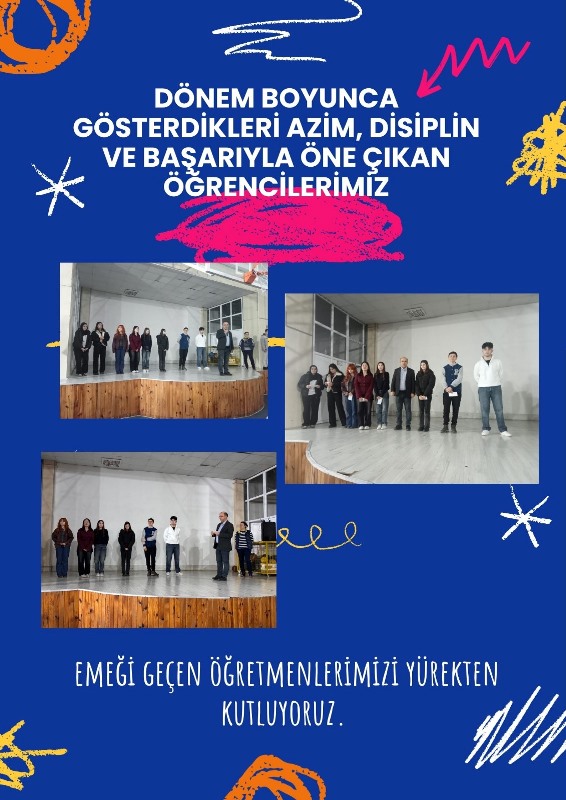 1. Dönem akademik, sportif ve kültürel başarı gösteren öğrencilerimize ödülleri takdim edildi. Gayretlerini esirgemeyen tüm paydaşlarımıza teşekkür ederiz. <a href="/tcmeb/">Millî Eğitim Bakanlığı</a> <a href="/tokatvaliligi/">Tokat Valiliği</a> <a href="/tokatmem/">Tokat İl Milli Eğitim Müdürlüğü</a>