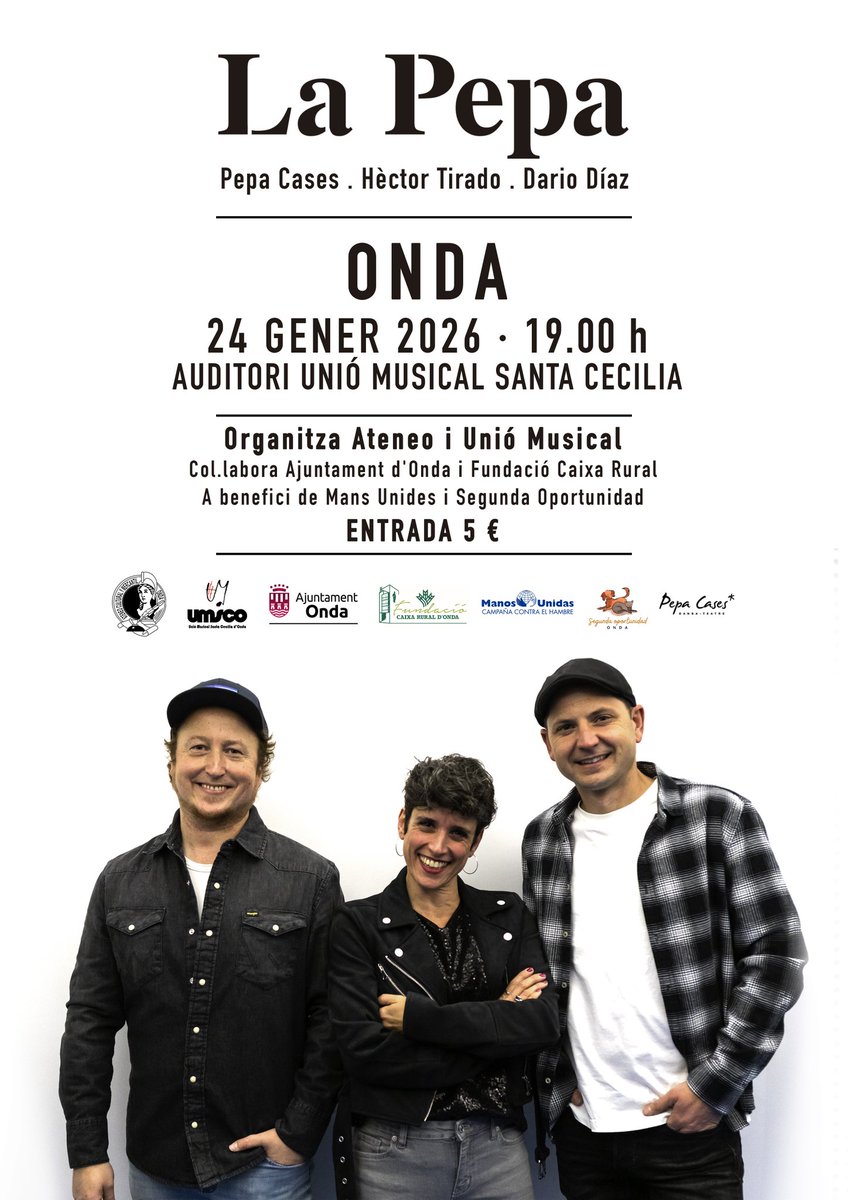 LaPepaCases's tweet photo. Concert benèfic! Veniu?#Onda
#LaPepa #músicaenvalencià 💜 https://t.co/svOasoa9MS