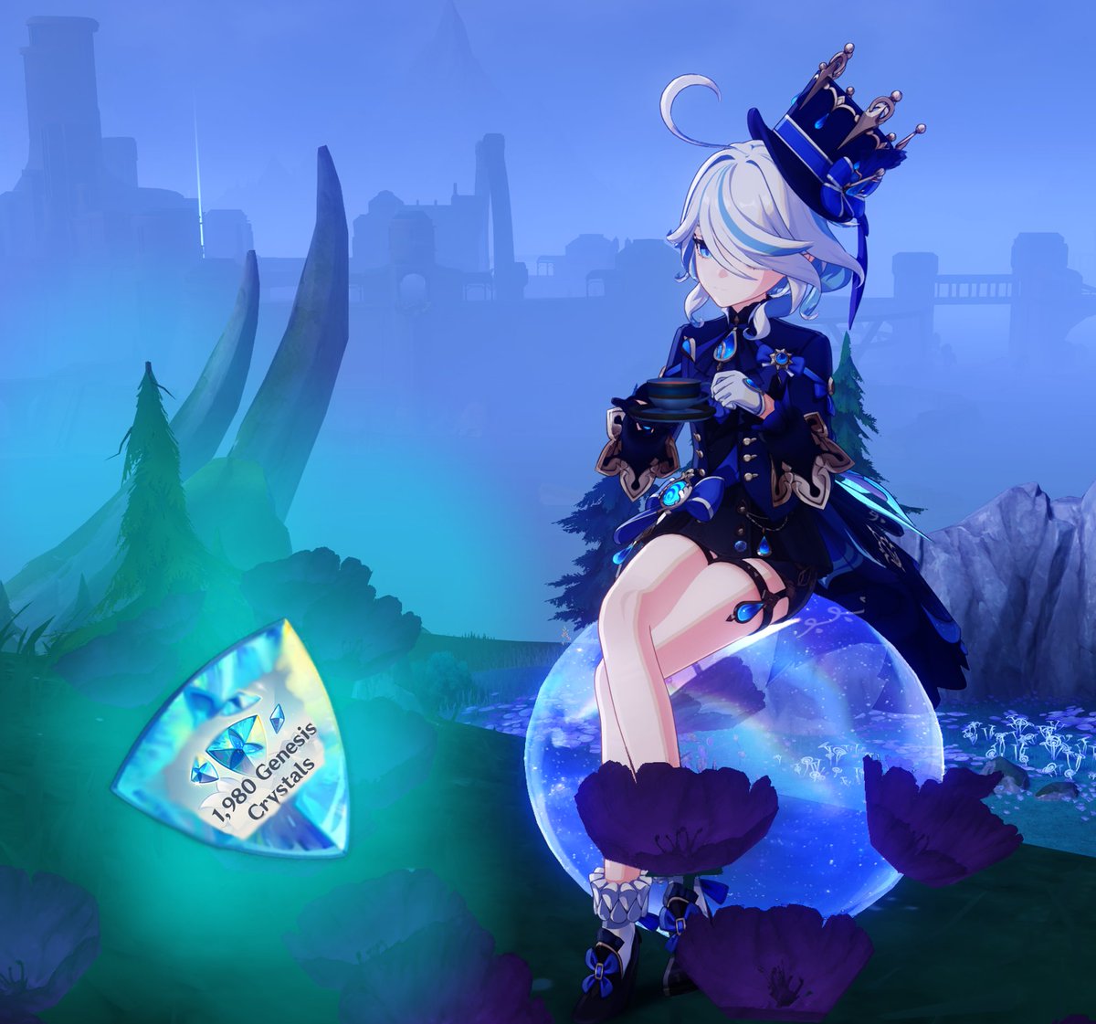 💎1980+ Genesis Crystal Furina Giveaway💎

The title says it all! Furina and I are giving enough fund for almost any skin in the game to one winner!

To enter;
1) Like RT &amp; Follow me
2) (Optional) Go follow my friend <a href="/00__ooc/">ㄘくわ</a> ! She make wonderful arts!

Ends on January 25th! 💙