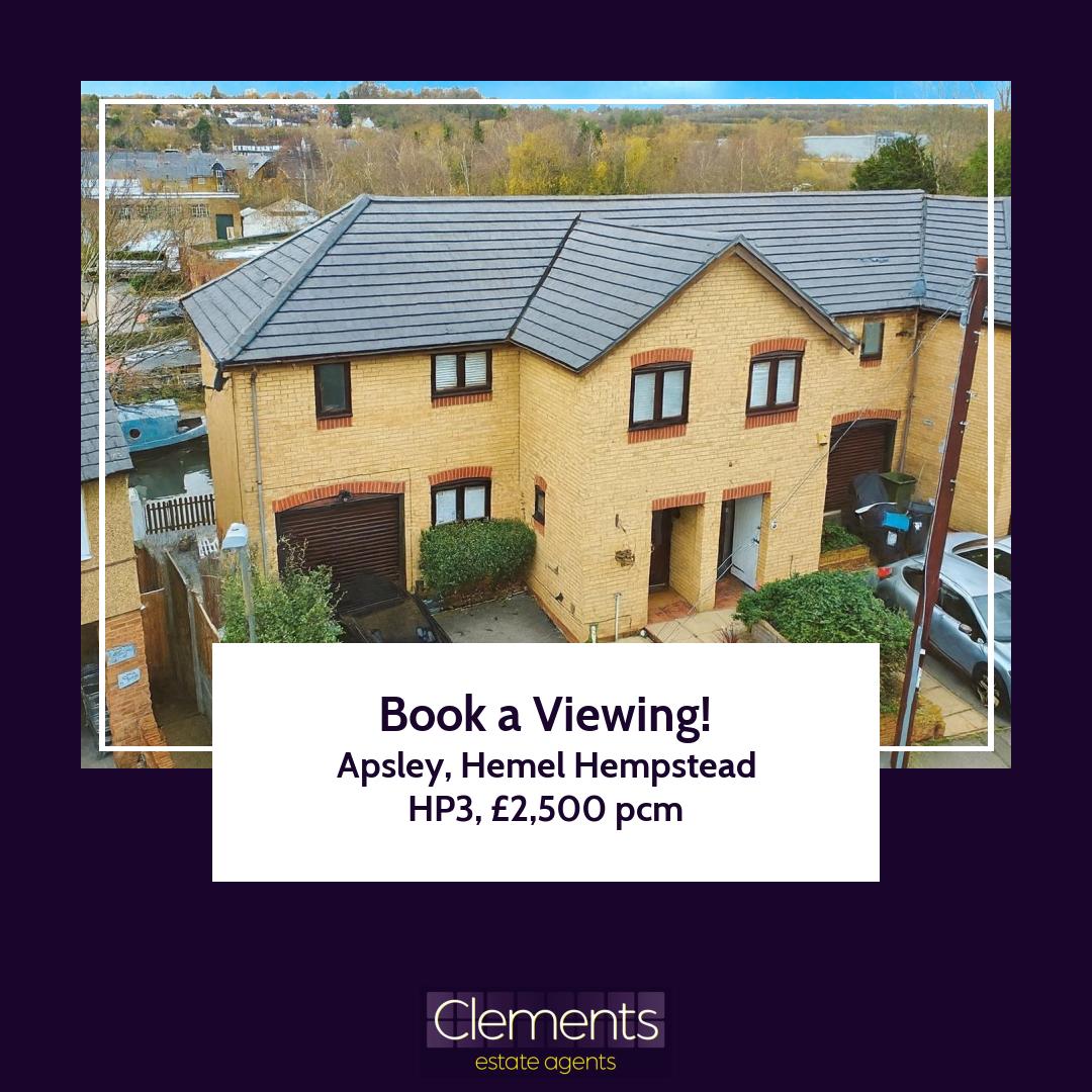 ✨ Book a viewing!

To Let 3 Bed House - Townhouse £2,500 pcm
Apsley, Hemel Hempstead HP3

psh.pt/ch663z04

Get in touch today!
☎️ 01442 214151
📧 sales@clementsestateagents.co.uk
📧 lettings@clementsestateagents.co.uk