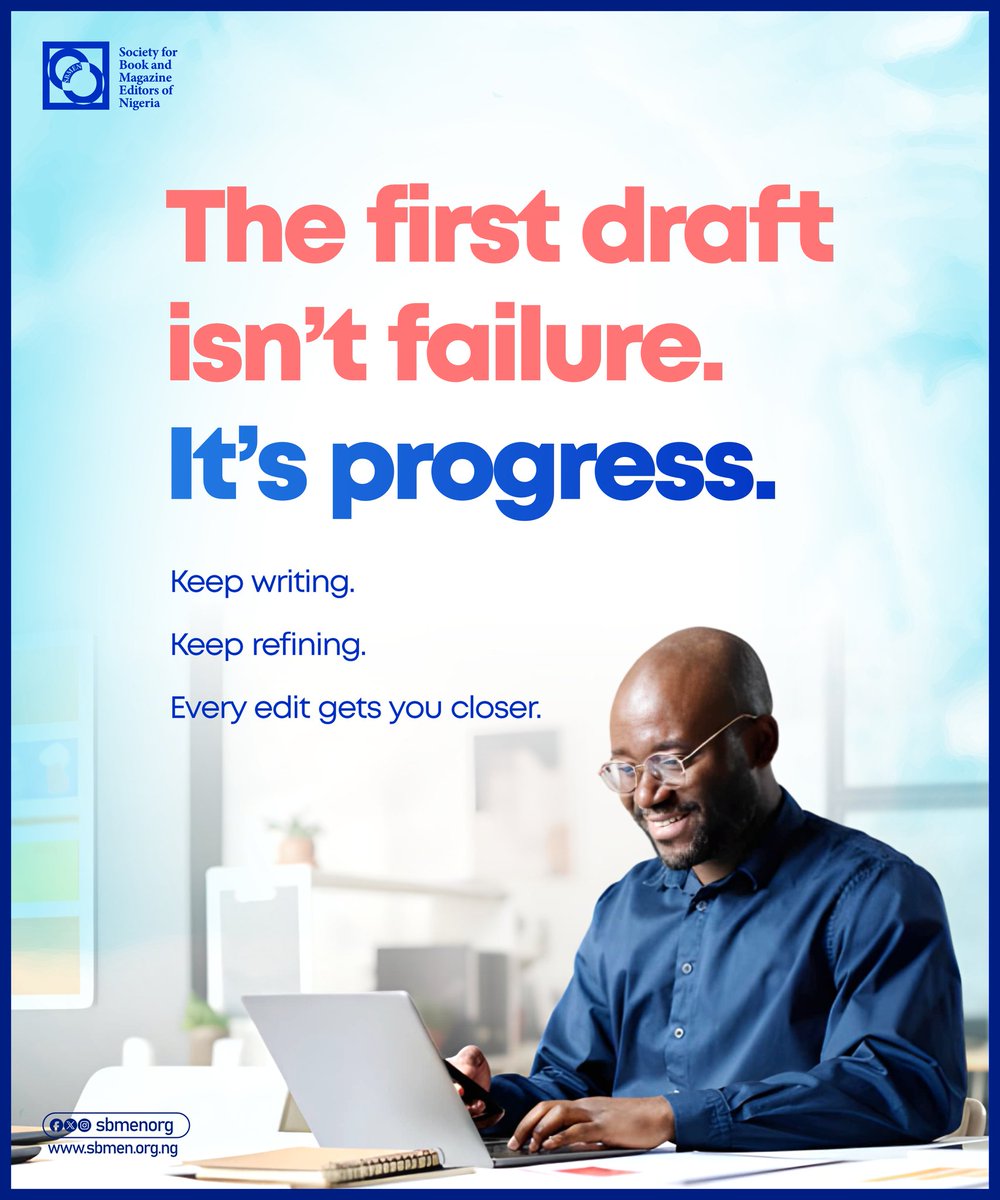 sbmenorg's tweet photo. The first draft isn’t failure.
It’s progress.

If your first draft feels messy, that’s normal. That’s the stage where ideas are born.

And with each revision, you get closer to a final version that reads clean, confident, and professional.

#sbmen #editorscommunity #editingskills https://t.co/ct8pQKpCNx