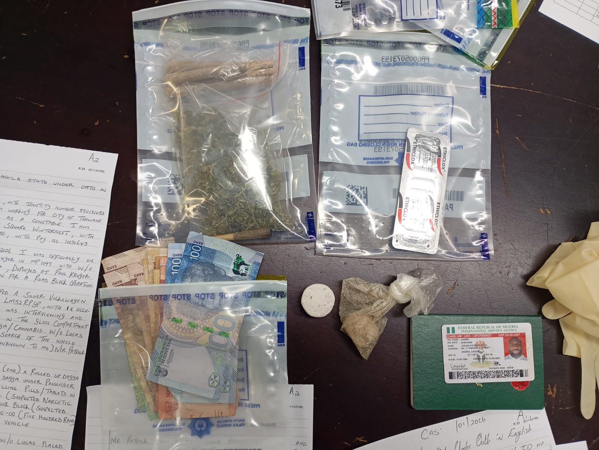 PSAFLIVE's tweet photo. JUST IN: Nigerian drug dealer was arrested by TMPD in Pretoria North corridors, R400,000.00 worth of drugs. https://t.co/9gB3lYDU0N