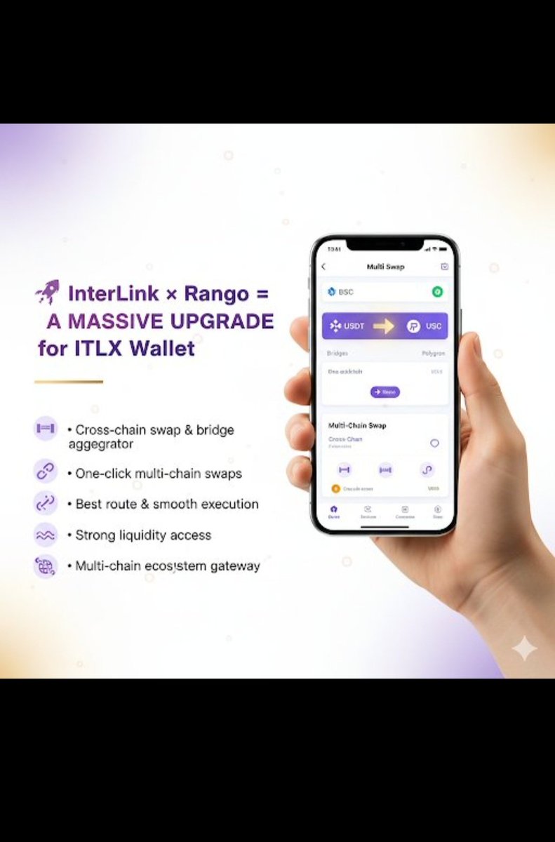 juturuphan6901's tweet photo. MASSIVE UPGRADE ALERT! InterLink ร Rango just transformed the ITLX Wallet into a true multi-chain beast
One-click cross-chain swaps, best routes, deep liquidity, and smooth execution โ all inside your wallet!
No more app-hope
#InterLink #ITLG #ITL #ITLX #RangoExchange #MultiChain https://t.co/N4NInP1ycG