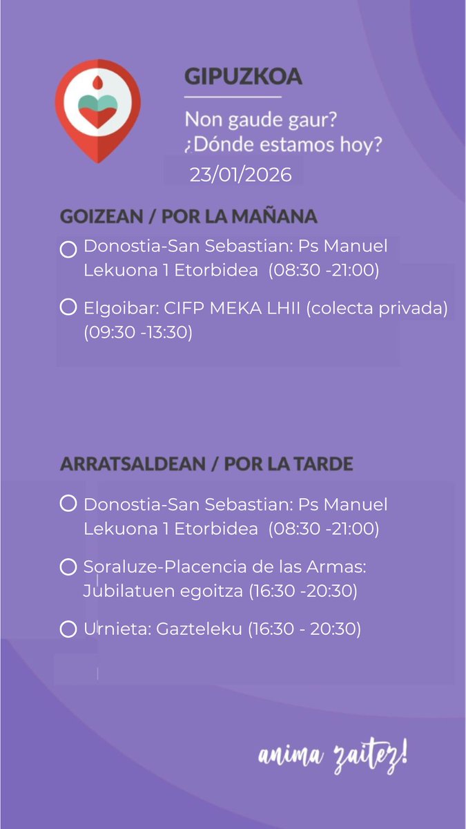 Etorri gaur odola ematera, behar zaitugu! #ZUREODOLAEZINBESTEKOADA 23/01/2026  👉donantesdesangre.eus