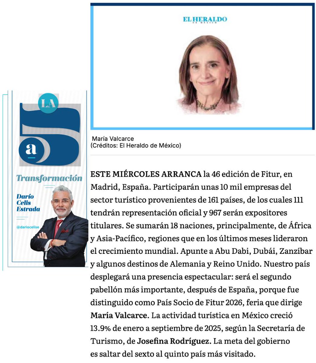 #LaQuintaTransformación
Este miércoles arranca la 46 edición de Fitur, en Madrid, España. Participarán unas 10 mil empresas del sector turístico provenientes de 161 países, de los cuales 111 tendrán representación oficial y 967 serán expositores titulares.
bit.ly/4pFn8m9