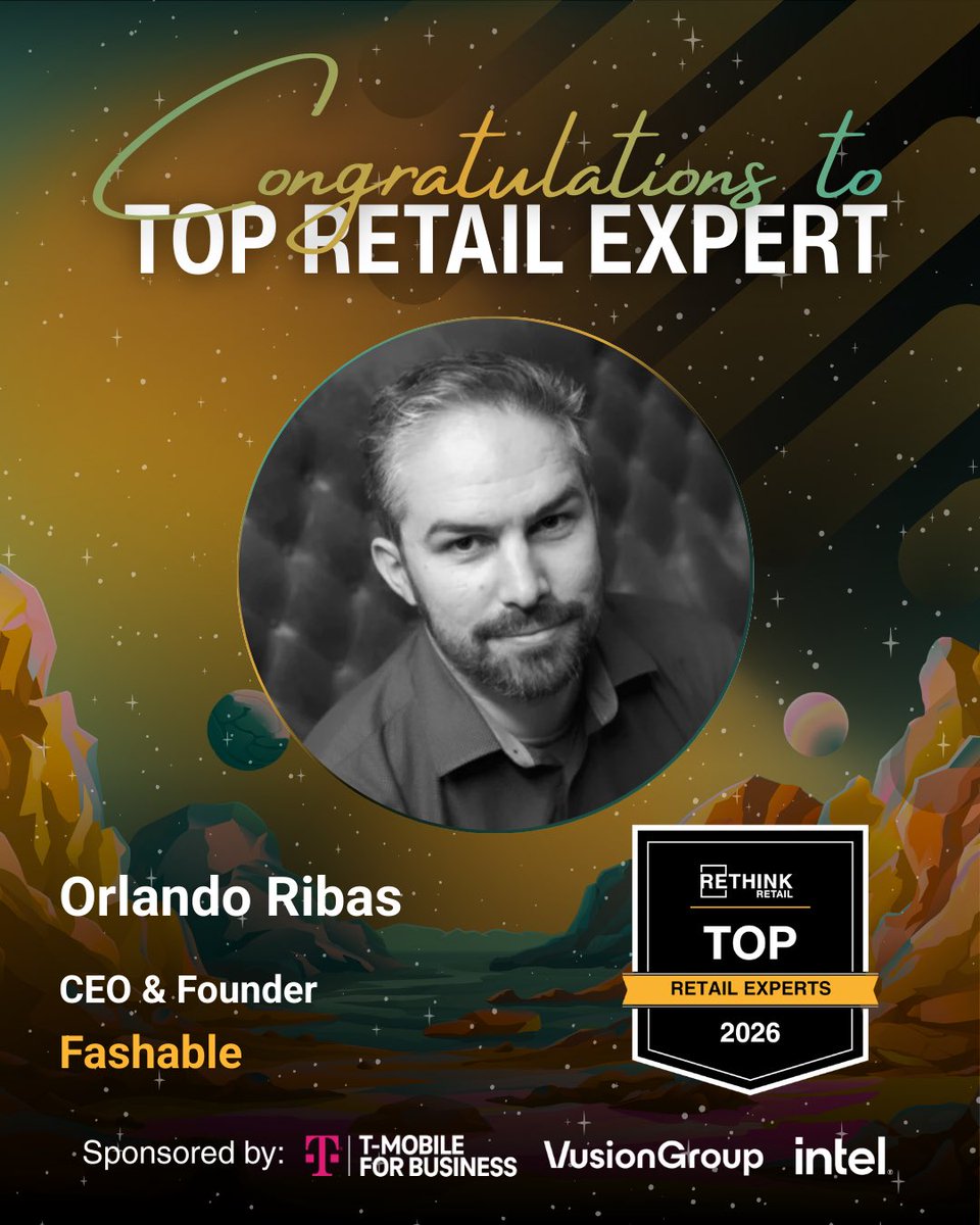 Honored to be named a Top Retail Expert – Class of 2026 by ⁦<a href="/RETHINK_Retail/">RETHINK Retail</a>⁩ 🎉
Grateful for this community and excited for what’s next as we bring AI superpowers to retail with ⁦<a href="/Fashable_AI/">Fashable</a>⁩ . 💥