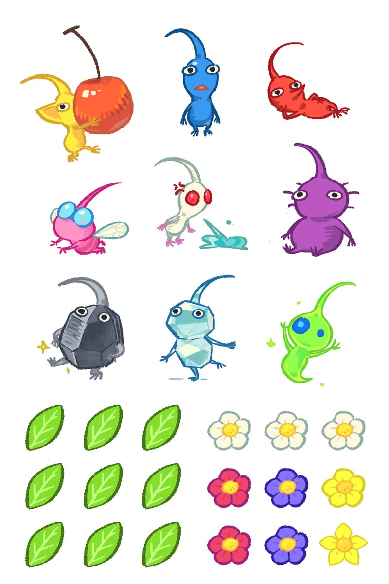 prism55309266's tweet photo. Made this #Pikmin sticker...I want to add more types of flowers,but there's no space,so https://t.co/fSRJrHgLV9