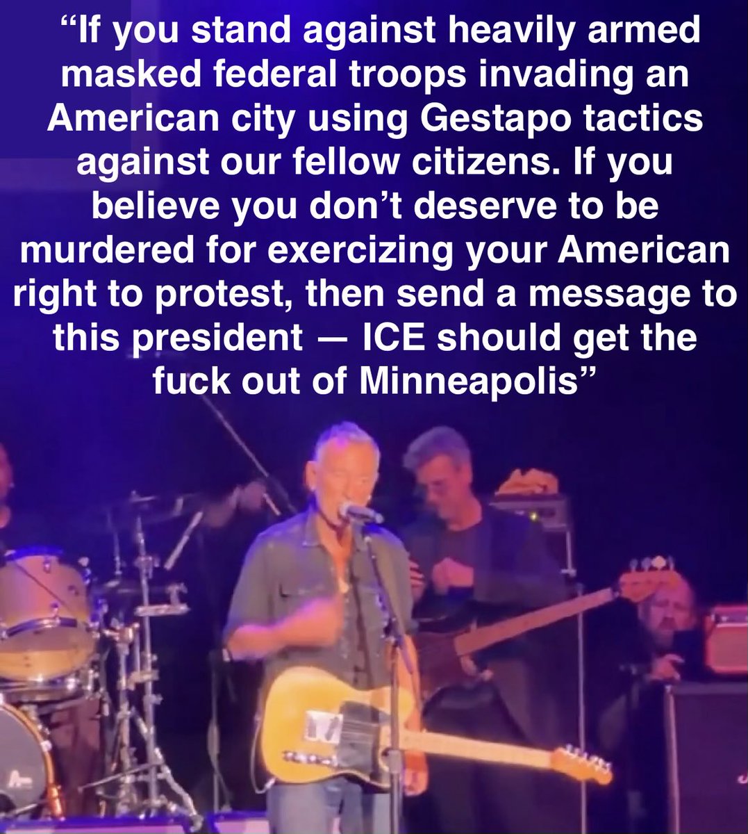 Raise your hand ✋ if you STAND With Bruce Springsteen against Trump and ICE