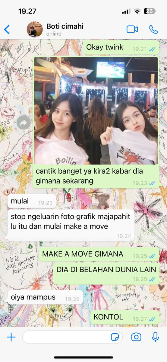 sirensdiary's tweet image. kira2 begini isi roomchat boti cimahi dan walawe buaran tsb