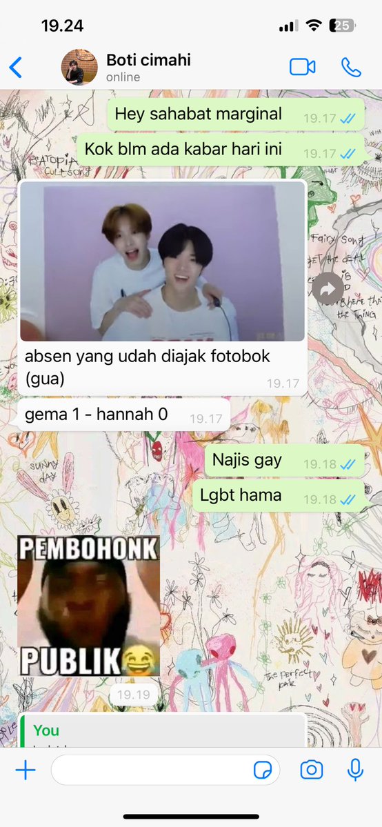sirensdiary's tweet image. kira2 begini isi roomchat boti cimahi dan walawe buaran tsb