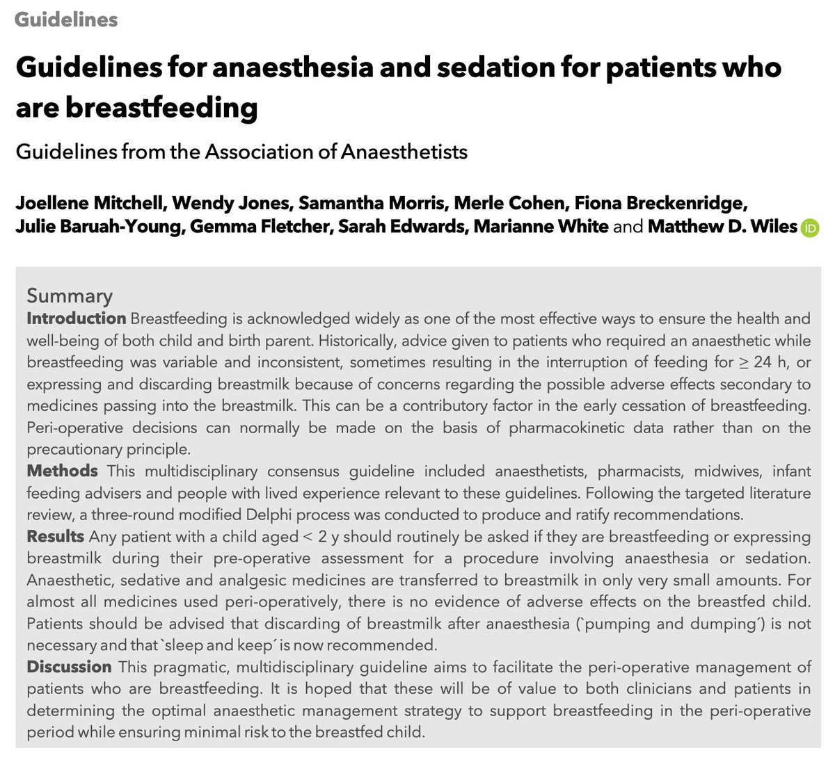 You all heard about the new breastfeeding guidelines at #WSM2026!

Now the conference fun is behind us, take some time to have a quick read and refresh your understanding of how to care for breastfeeding patients!

#anaesthesia #breastfeeding #MedTwitter

doi.org/10.1111/anae.7…