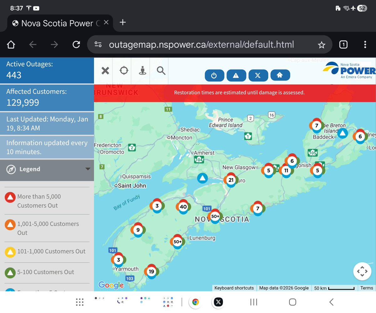 Chrisjagt's tweet photo. Well done @nspowerinc 130000 people without power due to you inadequate management of the resources we pay you to maintain.  Here's to Monopolies! #Halifax https://t.co/QQ2EG5xwl7