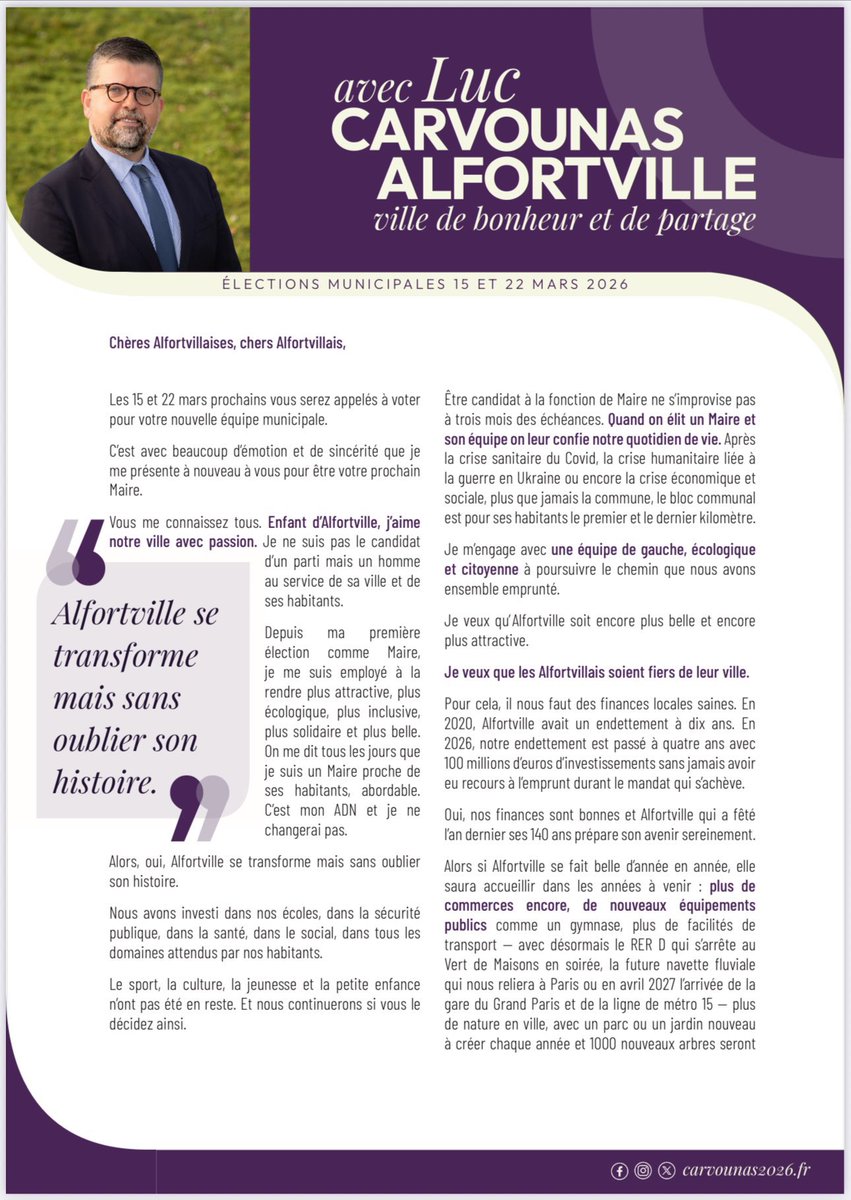 TFaiza3's tweet photo. @luccarvounas 
Alfortville mérite la continuité, l’ambition et le rassemblement.
Je soutiens la candidature de Luc Carvounas aux municipales de mars 26.Un maire  attaché à son histoire, à ses habitants et à l’intérêt général.
@Alfortville_94 
@luccarvounas 
@génération écologie https://t.co/iARltiAk4g