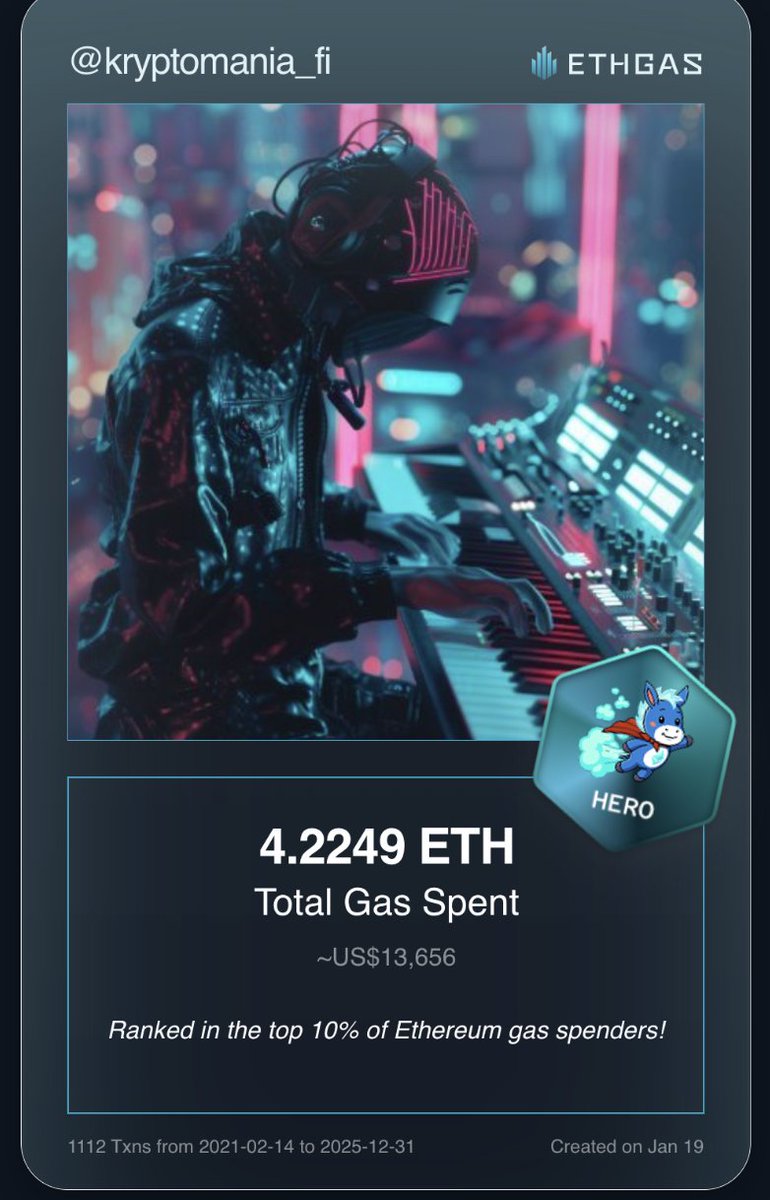 Leveled up in the Great Gas Reckoning with ETHGas! 💪

Hero Jack status: 4.2249 ETH gas spent, 2500 Beans earned—supporting the Gasless Future!

Claim your Gas ID at ethgas.com/community/gas-…