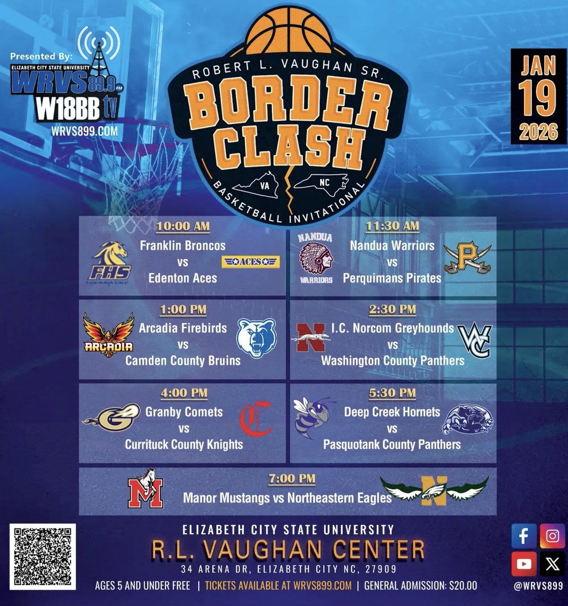 Any coaches in the 757 or OBX area , come out to ECSU and watch some good VA vs. NC basketball. We will be facing Camden County High School @ 1 p.m.