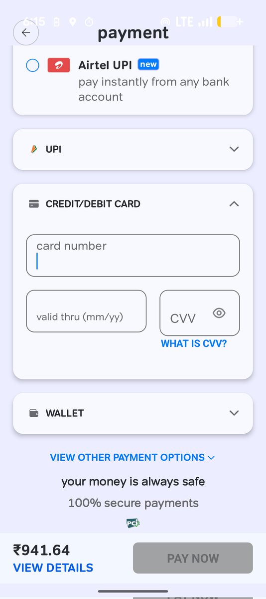 sinhaprats's tweet photo. @airtelindia i am unable to pay through credit card, even after filling card details and cvv, Pay Now button remains greyed out. As there is no way to reach your customer support, i am tweeting here. Today is last day to pay, pl help. https://t.co/30o0xZLLCD