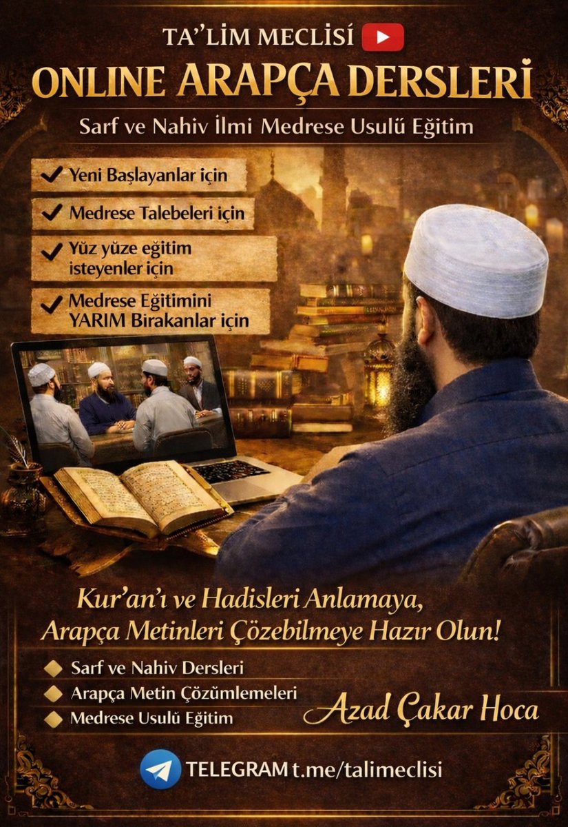 Online ve Yüz yüze Arapça dersleri için kayıtlarda SON 7 GÜN!
İletişim;
WhatsApp: 05415866121