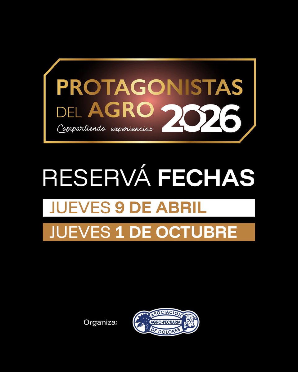 aad_dolores's tweet photo. 𝗣𝗿𝗼𝘁𝗮𝗴𝗼𝗻𝗶𝘀𝘁𝗮𝘀 𝗱𝗲𝗹 𝗔𝗴𝗿𝗼 𝟮𝟬𝟮𝟲🗯️

Seguimos creando espacios donde las experiencias, el conocimiento y las historias del sector se encuentran.
📍Confirmamos fechas:

📅 Jueves 9 de abril
📅 Jueves 1 de octubre

👉 Reservá tu lugar: protagonistas@aad.org.uy https://t.co/SsblPJEgVd