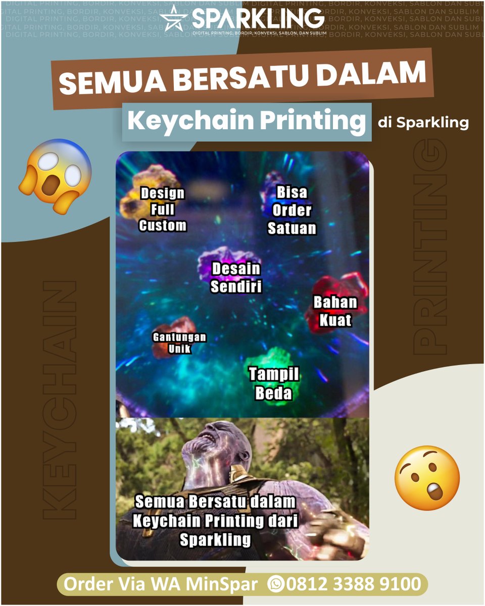 Sparkling_DP's tweet image. Kalau semua kekuatan 𝐁𝐄𝐑𝐒𝐀𝐓𝐔 🌟
jadinya 𝙆𝙀𝙔𝘾𝙃𝘼𝙄𝙉 𝙋𝙍𝙄𝙉𝙏𝙄𝙉𝙂 sekeren ini 🔥

Pastinya jadi tampil beda, kalo Keychain Printing dari Sparkling
Yuk Order Sekarang ⬇️
📲  wa.me/6281233889100

#keychainsublim #ganciprinting #keychainprinting