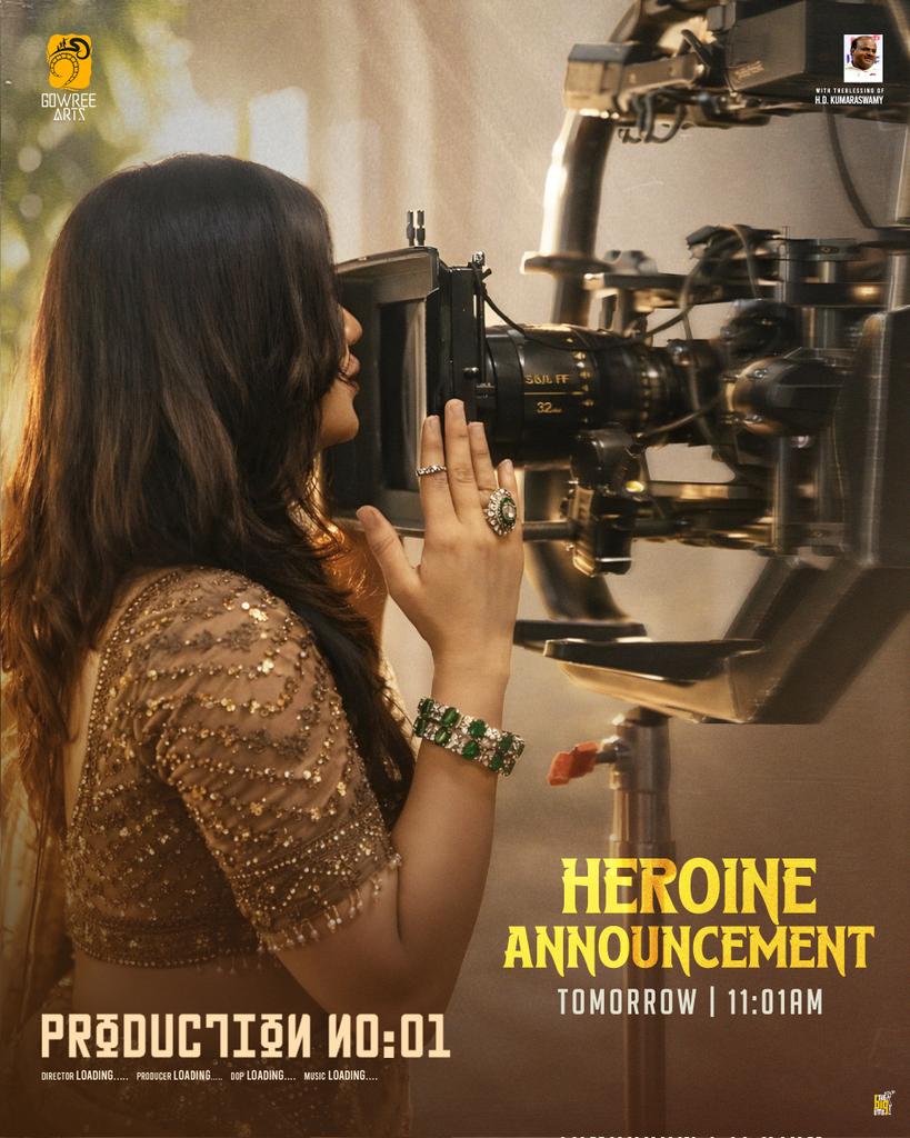 Heroine announcement tomorrow | 11:01AM on <a href="/GowreeArts/">GowreeArts</a>  YT

#Production1 #heroineannouncement #gowreearts