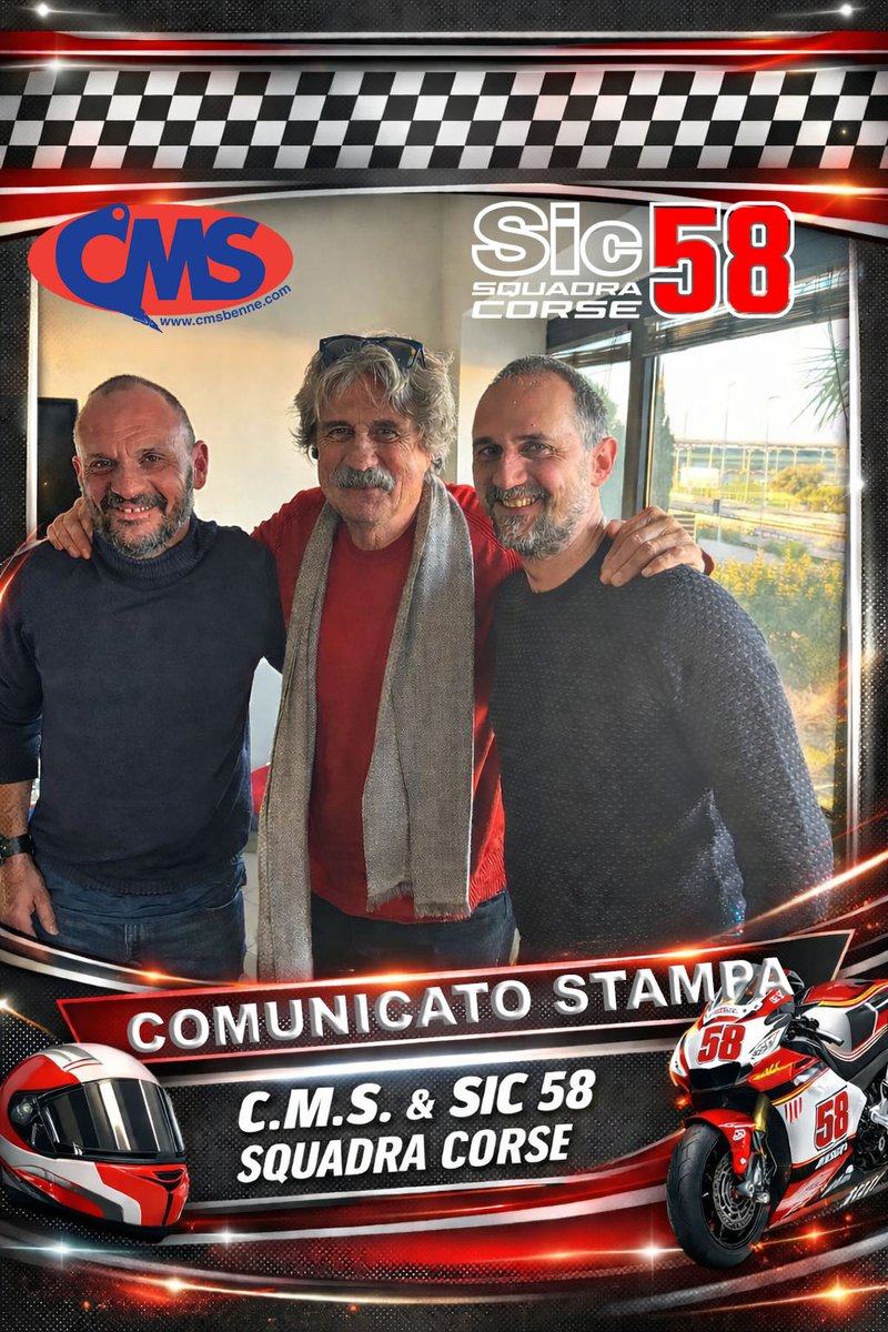 cmsbenne's tweet photo. 7 anni insieme, 3 rinnovi e una passione che cresce. 💛
CMS SRL rinnova con orgoglio il sostegno al @teamSic58 .
Grazie alla famiglia Simoncelli per la fiducia: avanti con entusiasmo e lo sguardo al futuro! 🏁 https://t.co/ok1putmMGU