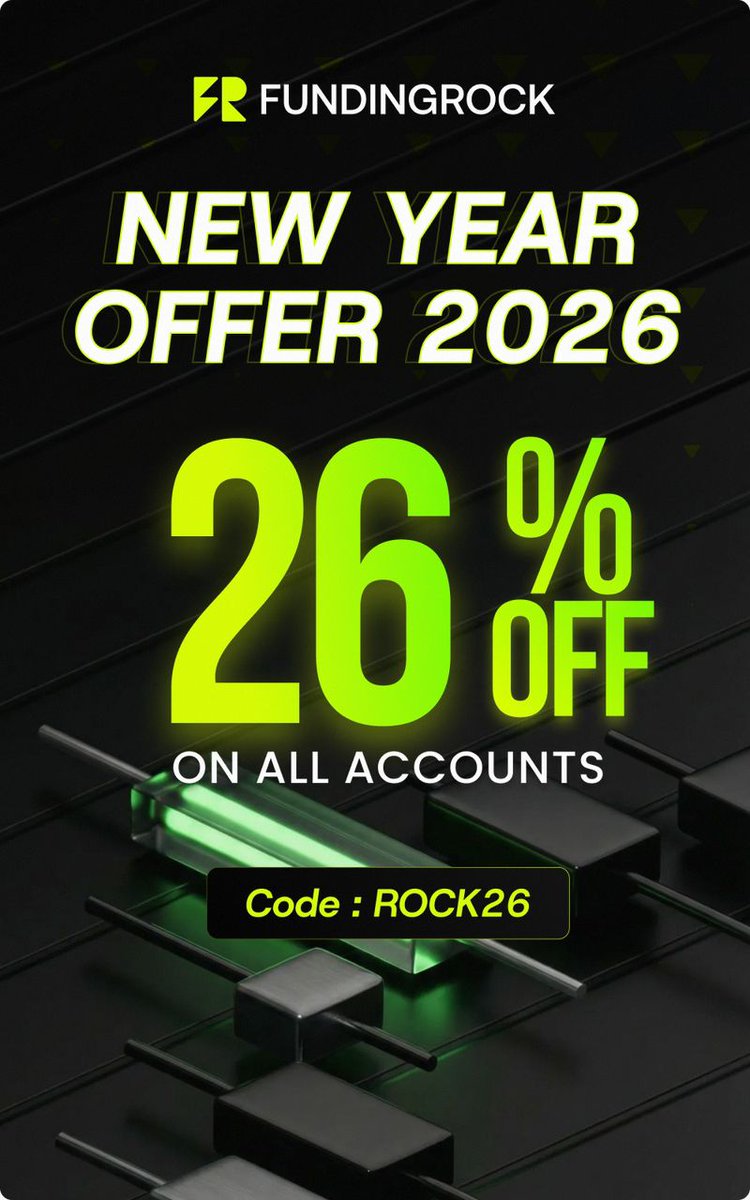 New Year, New Gains! 🎉  

FUNDINGROCK 2026 Offer is LIVE  
Get 26% OFF on ALL accounts  
Use code: ROCK26  
Start funded &amp; This is the perfect time