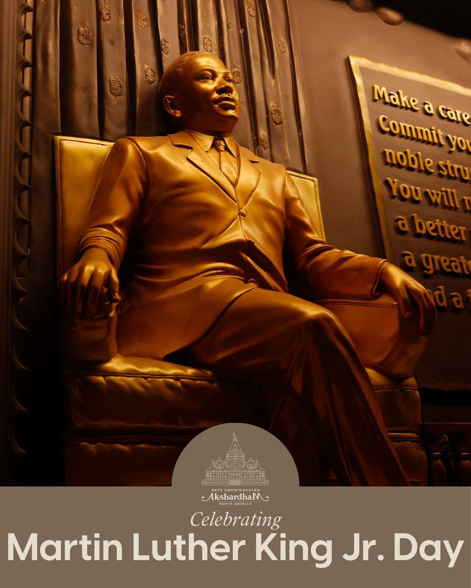 akshardham_usa's tweet photo. Carved into the BAPS Swaminarayan Akshardham, Dr. King’s words echo louder today.

“Make a career of humanity. Commit yourself to the noble struggle for equal rights. You will make a better person of yourself, a greater nation of your country, and a finer world to live in.” https://t.co/CJWLWee8B5