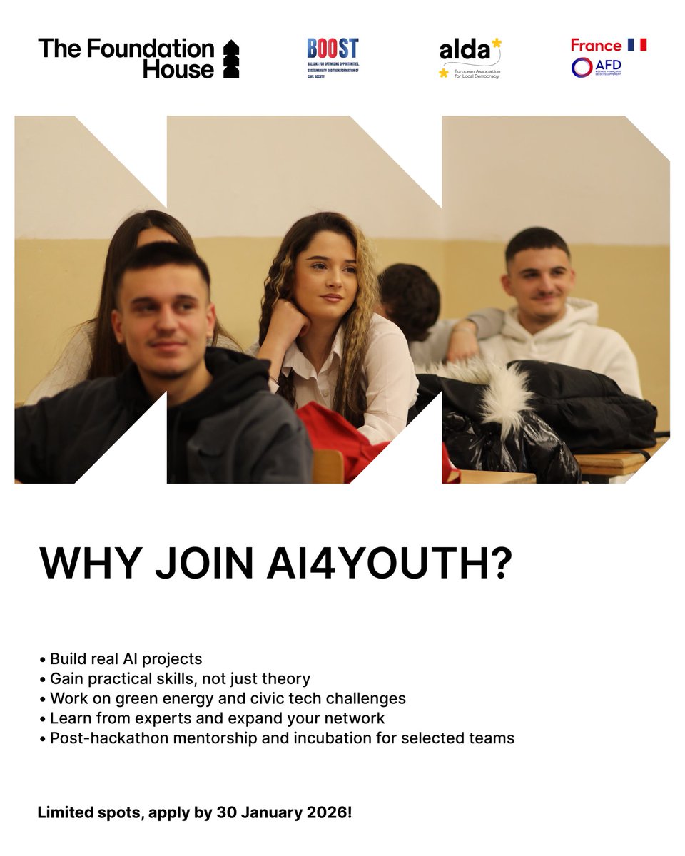 thefoundation_h's tweet photo. ⏳ Apply by 30 January 2026
🔗 Link: https://t.co/iZuENilzmz
 
This project is financed by European Association for Local Democracy (ALDA) and Agence Française de Développement (AFD).
 
#ProjectBOOST #BOOSTtheBalkans #Thefoundationhouse https://t.co/gHpDDrH6I7