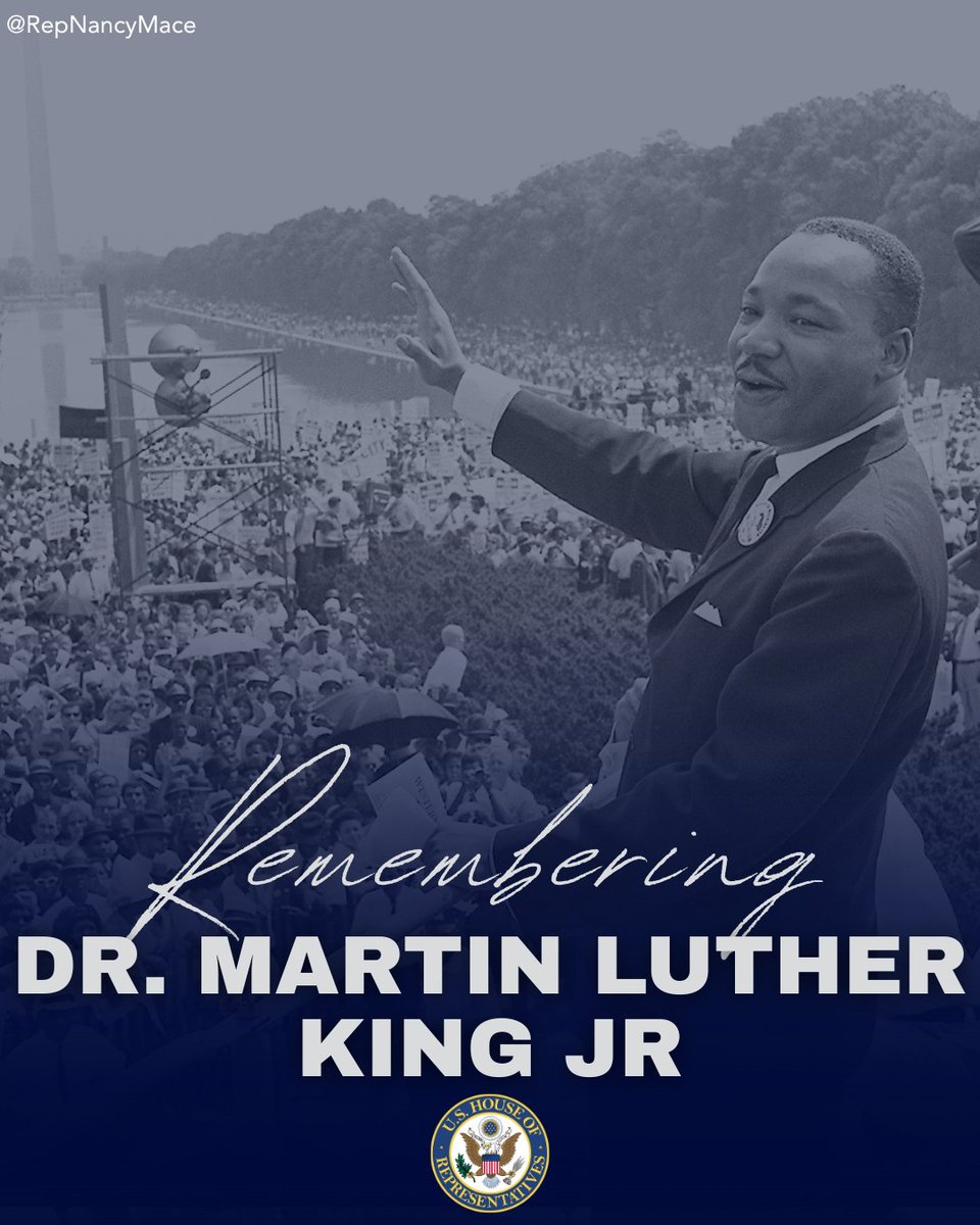 RepNancyMace's tweet image. Today we celebrate the life and work of Dr. Martin Luther King Jr., a man who changed America through courage, conviction and an unwavering commitment to justice.

"The time is always right to do what is right."

His leadership shaped American history and his legacy continues to…