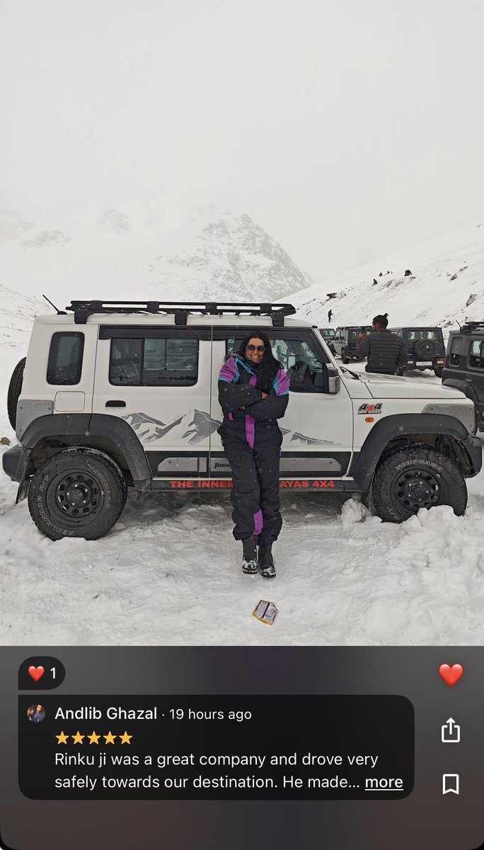 HimalayasInner's tweet photo. Thrilled with our latest 5⭐ review! ‘Best taxi service in Manali – safe, punctual, and hassle-free ride to Rohtang.’ Thank you for trusting The Inner Himalayas! Book your next Himalayan adventure today. 🏔️🚗 #ManaliTaxi #TempoTraveller #InnerHimalayas https://t.co/x7NOHSBjRL