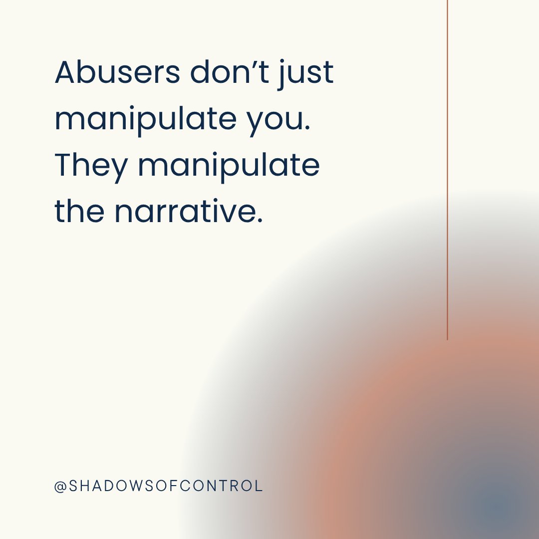 shadows_control's tweet image. Narrative control is a core tactic in coercive abuse. It’s how abusers discredit victims, rewrite history, and make themselves look like the victim.
#NarrativeControl #GaslightingAwareness