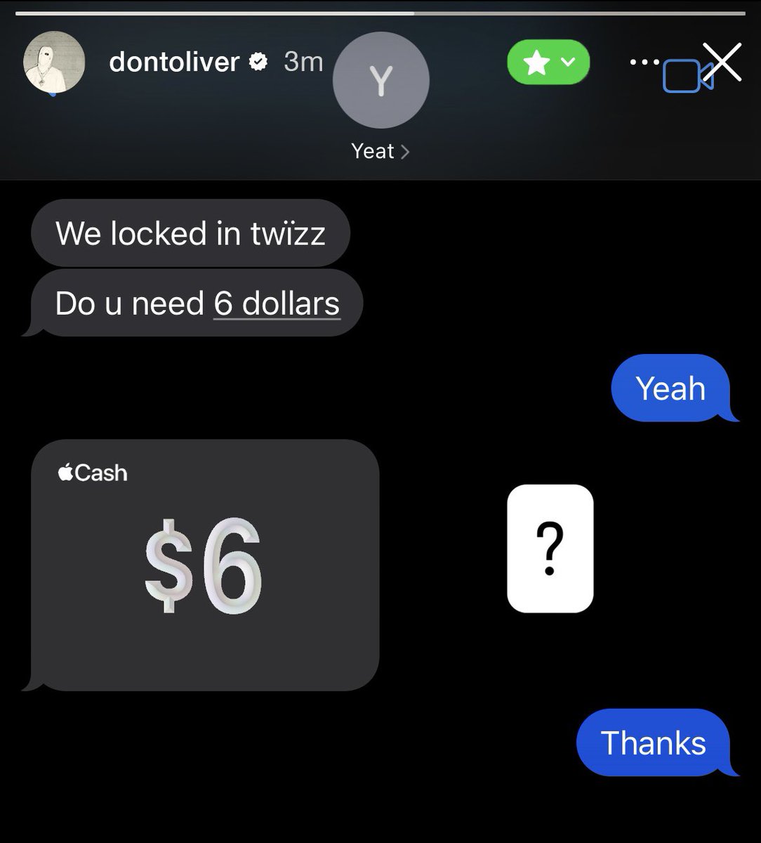 Don Toliver shares a recent text exchange with Yeat on his IG story: