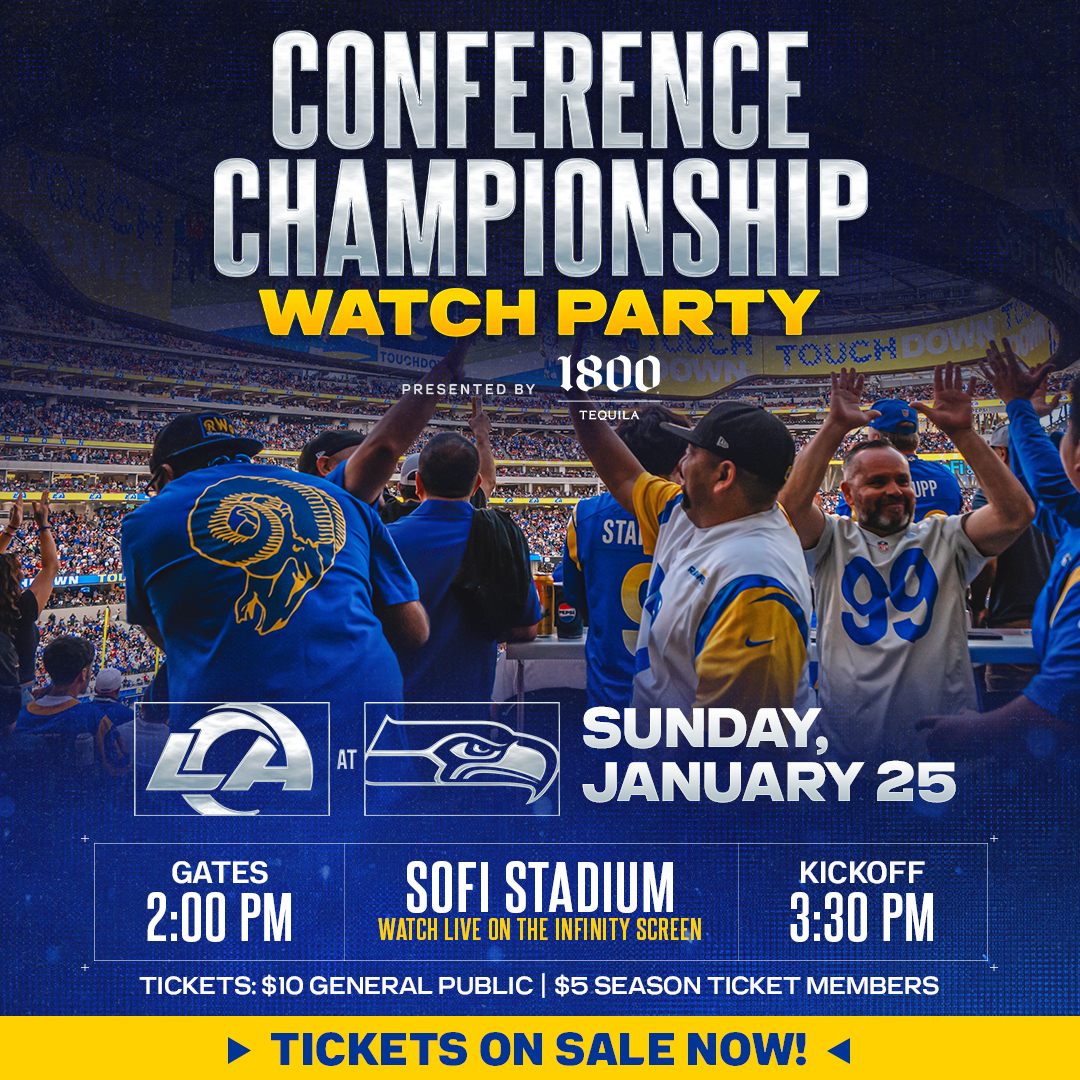 RamsNFL's tweet photo. Join us at the #RamsHouse for a Conference Championship Watch Party presented by @1800Tequila!