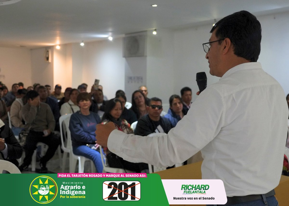 Gracias por el respaldo y la confianza. Seguiremos trabajando con y para el pueblo, escuchando y construyendo desde las comunidades.

Vota #201
Movimiento Agrario e Indígena por la Soberanía.
Tarjetón rosado – Circunscripción Especial Indígena.