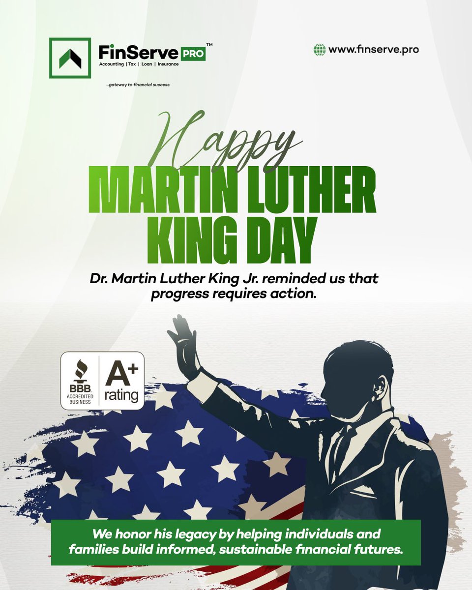 Today we honor Dr. Martin Luther King Jr., who taught us that progress requires courage and action. 

We remain committed to helping individuals and families build sustainable financial futures rooted in knowledge, dignity, and long-term impact. 

#finservepro