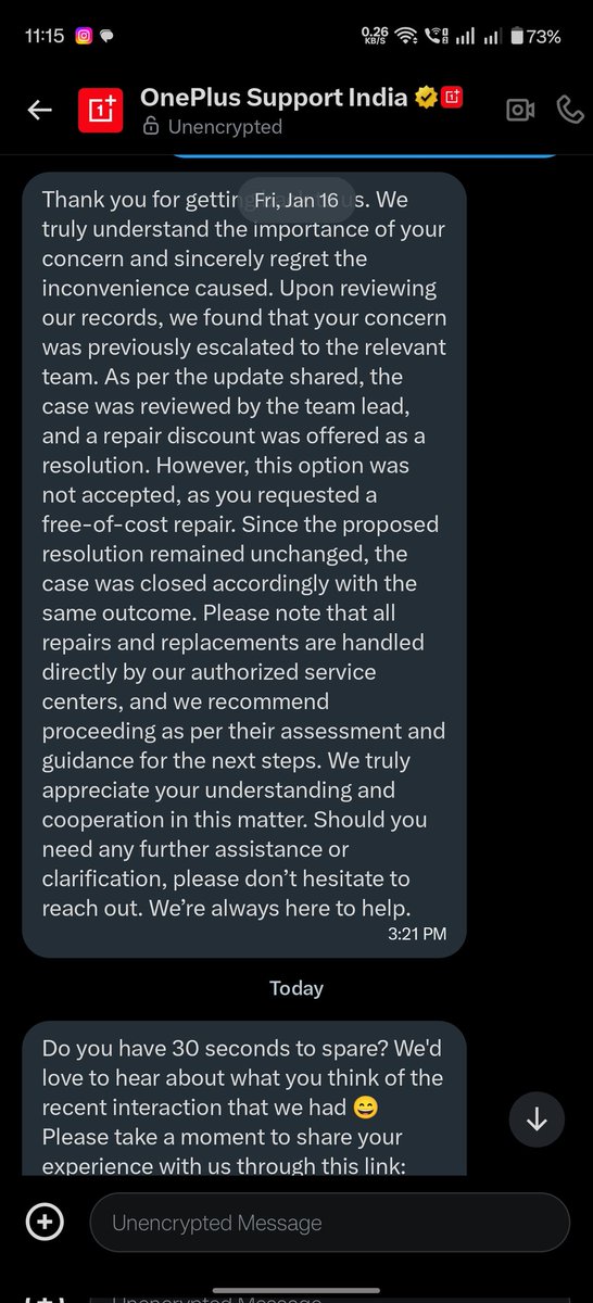 Poovara36173682's tweet image. Worst service experience of my life from OnePlus.
Premium price ✔️
Premium phone ✔️
Premium customer service ❌
Brand cares only about money, not customers.
Premium device ku intha nilamai romba shameful. 😡
#OnePlusFail #WorstService #NeverAgain #oneplus