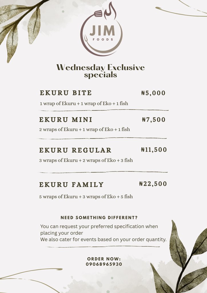 JimFoods's tweet photo. Wednesday exclusive specials. Place your orders now 

https://t.co/yCySQkibh4 https://t.co/vqJZgjyTbI