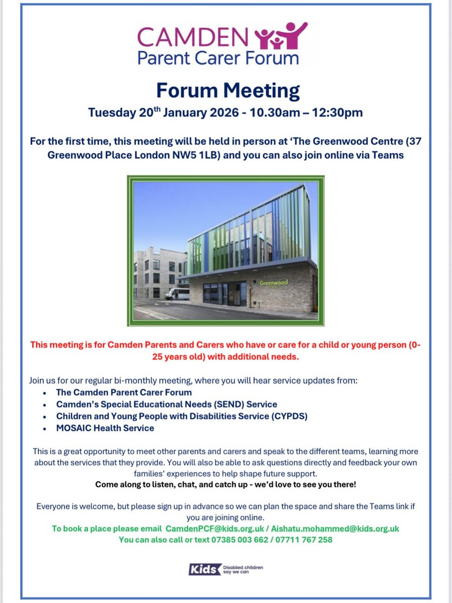 Camden Parent Carer Forum tweet media