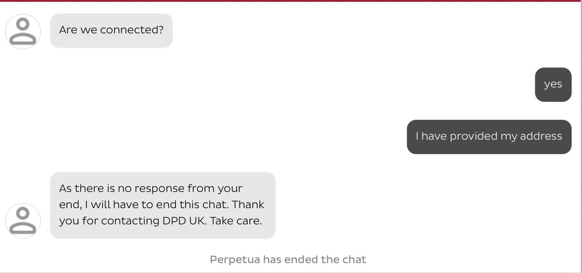 joshdraws_'s tweet image. 2 hours on hold to be connected to a #DPD advisor who pretended I wasn’t there then ended our chat. They must be clocking out for the day. 

Now I’ve got to queue again I’m in position 12 and they close in 45 minutes 🥴 (obviously, they don’t have an active X account) #DPDUK