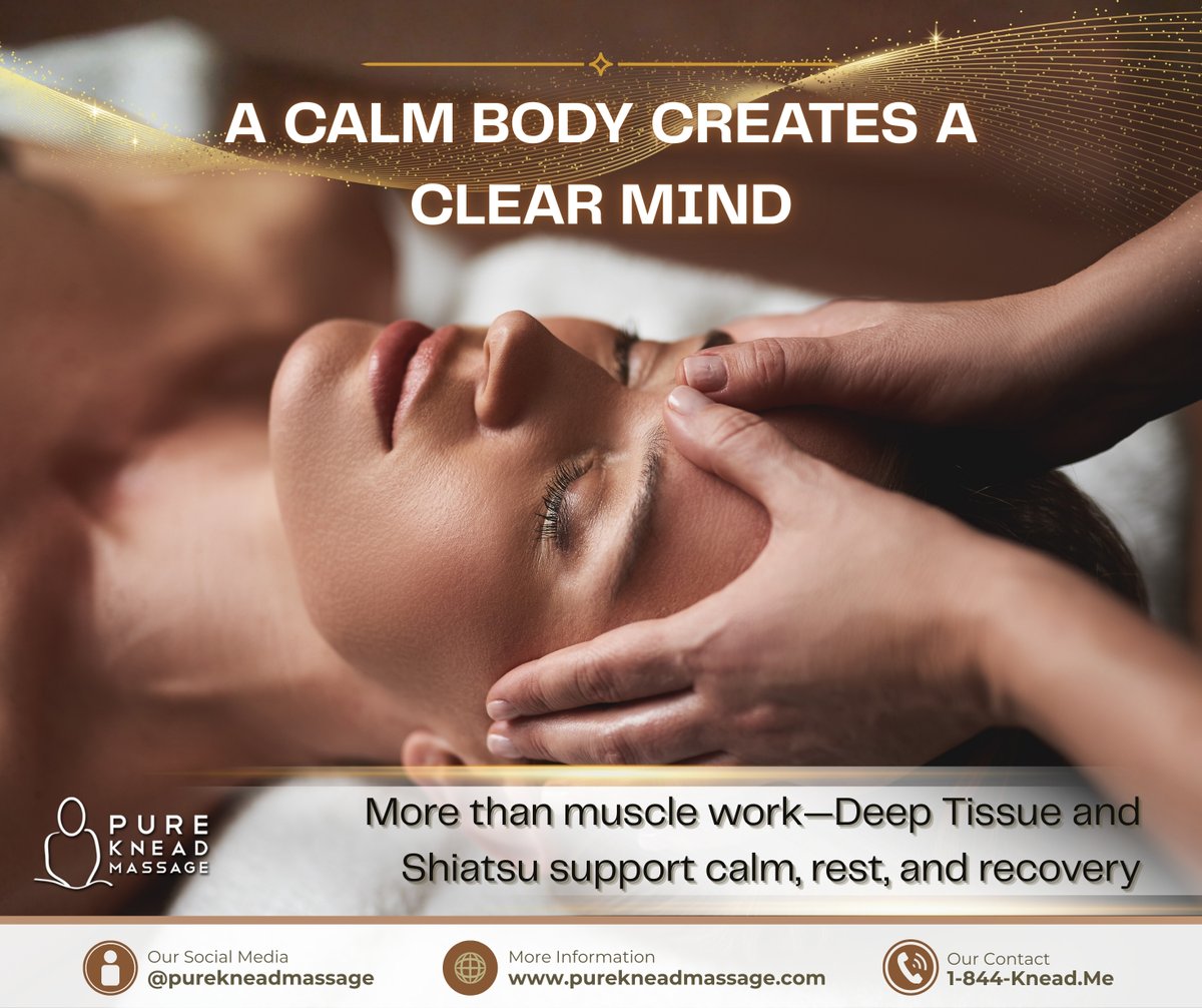 A calm body creates a clear mind.
Deep Tissue and Rejuvenating Shiatsu support nervous system regulation, deeper rest, and recovery from stress overload.
Book now and reset from the inside out.

#MassageMonday #DeepTissueMassage #ShiatsuMassage #StressRelief #InHomeMassage
