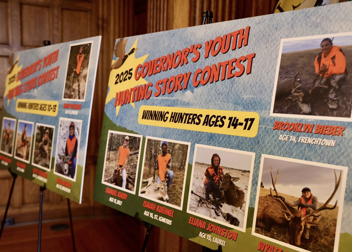 RMEF's tweet image. RMEF is proud to sponsor Montana’s annual youth hunting story contest and was at the state capitol when @GovGianforte honored the winners.➡️rmef.org/media/young-mo…