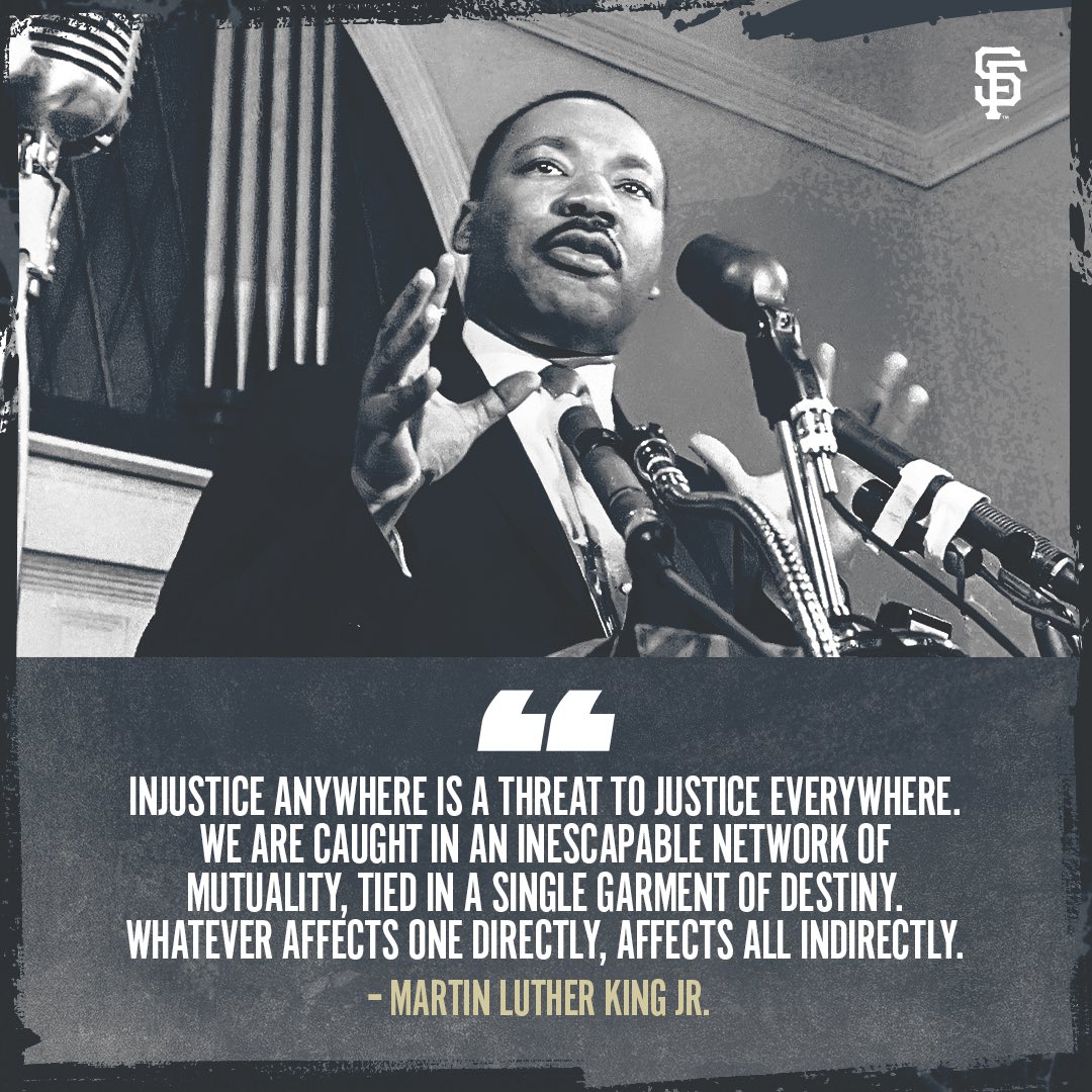 Today the #SFGiants honor Dr. Martin Luther King Jr. - a leader whose courage and hope continue to inspire us to serve, uplift and act in the communities we call home. 🕊️