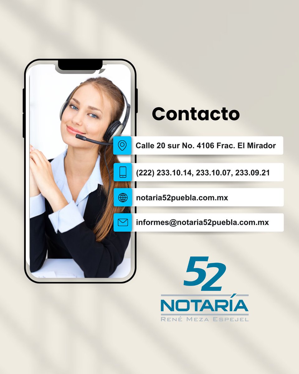 Notaria52's tweet image. ¡Bienvenidos a una nueva semana!
En la Notaría 52 estamos listos para seguir brindándote el mejor servicio notarial, con compromiso y profesionalismo.

Agenda una cita por WhatsApp al 2211-675252.

#Notaría52Puebla