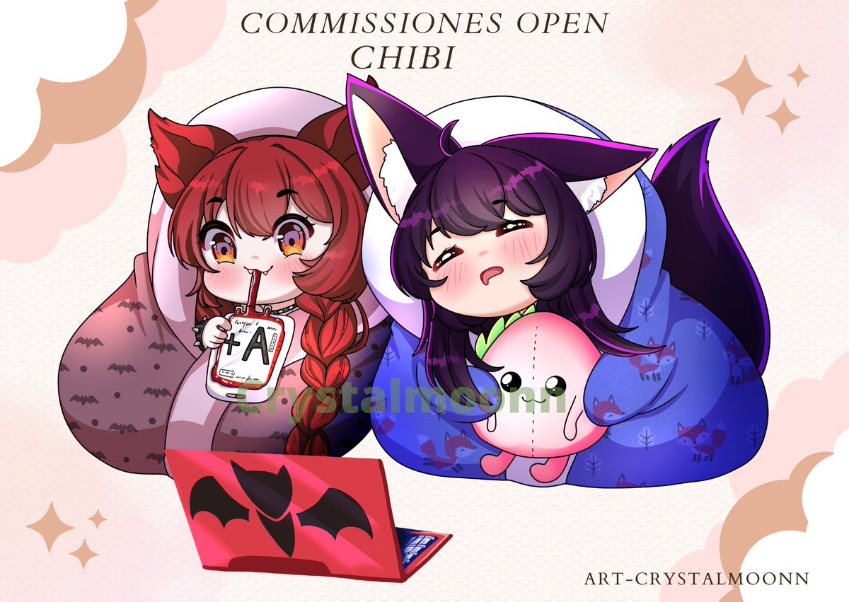 🍀Sweet Moment🍀

- I finished this adorable commission of two chibis - they are so beautiful, I'm a fan of how they turned out hehe, a hug from friends. I really enjoyed working on this commission and the poses, thank you very much, for requesting it, I love it, I hope you like