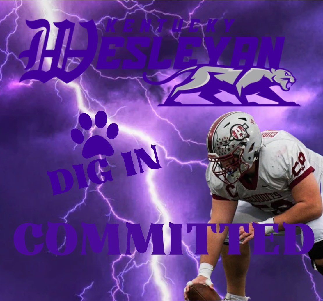 CurryFootball59's tweet image. After a amazing visit Saturday, I am very excited to announce that I will be continuing my academic and athletic career at Kentucky Wesleyan! #panthers
 @CoachYoung41 @CoachClark78