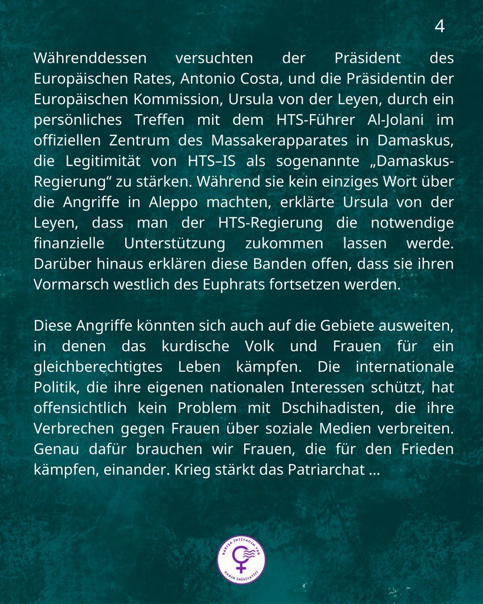 Beendigung der Kriminalisierung des Widerstands müssen wir unsere Solidarität für ein demokratisches Syrien stärken, in dem die Organisierung aller Völker, Glaubensgemeinschaften und Unterdrückten garantiert ist.