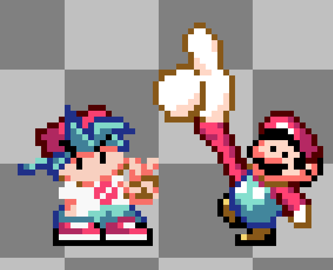 Hey so I work on this mod, we have a ton of cool stuff planned! Check the song below and also play the demo if you haven't already, here's a sprite I made for fun
#pixelart #fnfmod #FNF